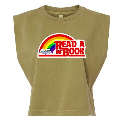 Wo Read a MF Book Reading Bookworm Funny Vintage Retro Rainbow V-Neck Garment-Dyed Women's Muscle Tee