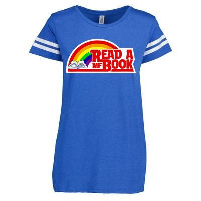 Wo Read a MF Book Reading Bookworm Funny Vintage Retro Rainbow V-Neck Enza Ladies Jersey Football T-Shirt