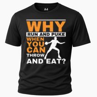 Why Run And Puke Discus Thrower Throw Tack And Field Discus Cooling Performance Crew T-Shirt