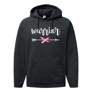 Warrior Ribbon Breast Cancer Awareness Performance Fleece Hoodie