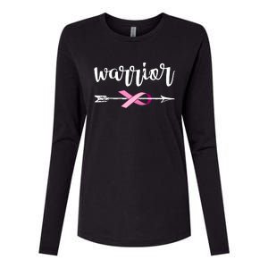 Warrior Ribbon Breast Cancer Awareness Womens Cotton Relaxed Long Sleeve T-Shirt