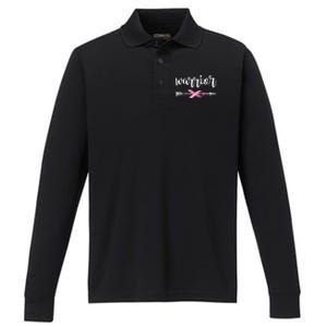 Warrior Ribbon Breast Cancer Awareness Performance Long Sleeve Polo