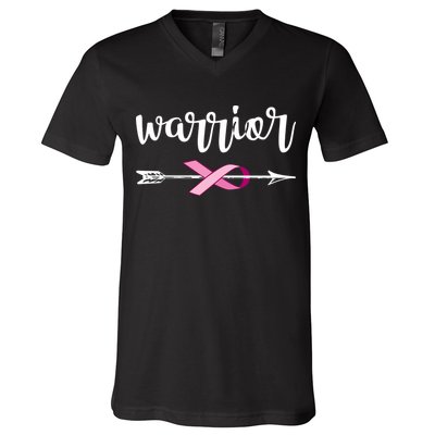 Warrior Ribbon Breast Cancer Awareness V-Neck T-Shirt