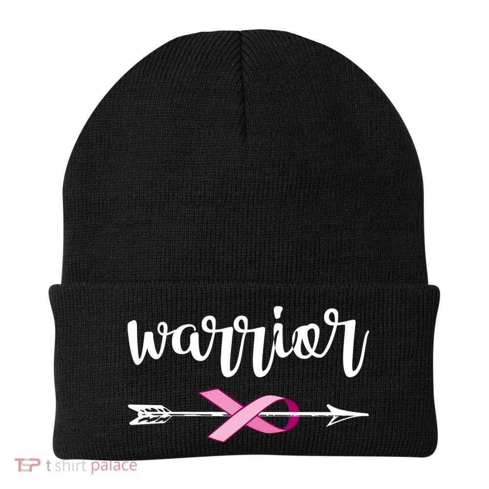 Warrior Ribbon Breast Cancer Awareness Beanie