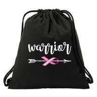 Warrior Ribbon Breast Cancer Awareness Drawstring Bag