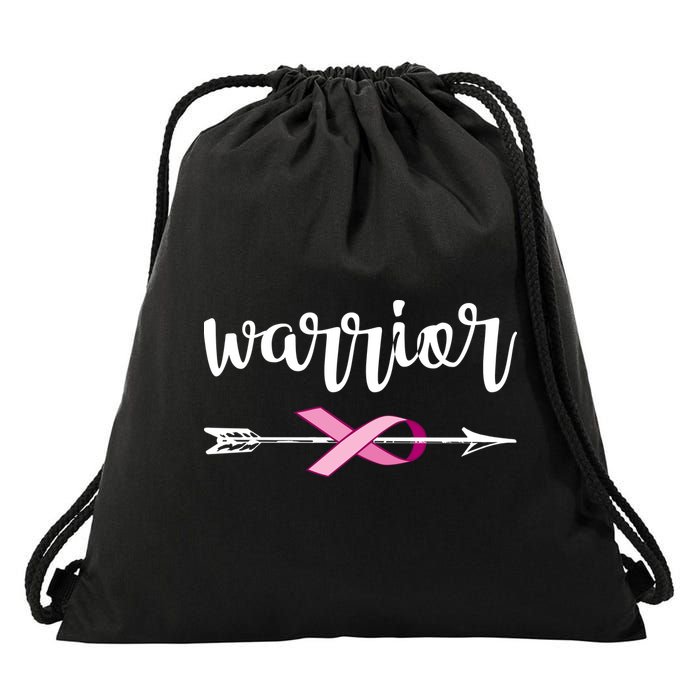 Warrior Ribbon Breast Cancer Awareness Drawstring Bag