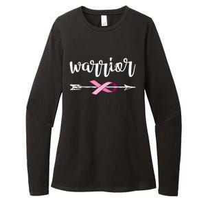 Warrior Ribbon Breast Cancer Awareness Womens CVC Long Sleeve Shirt