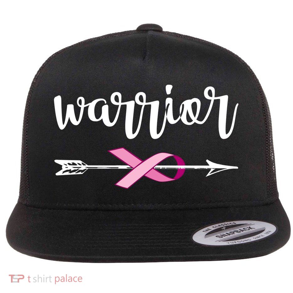 Warrior Ribbon Breast Cancer Awareness Flat Bill Trucker Hat