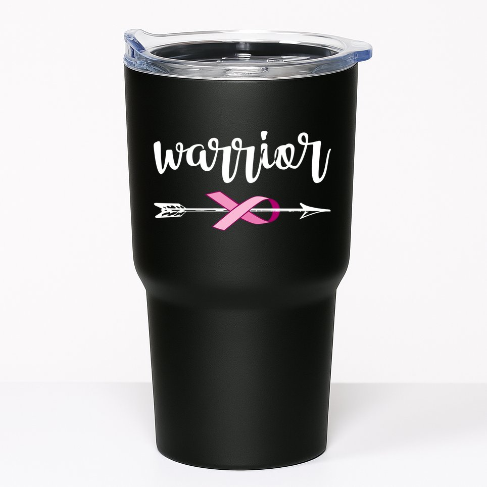 Warrior Ribbon Breast Cancer Awareness Tumbler