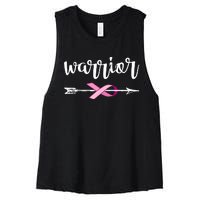 Warrior Ribbon Breast Cancer Awareness Women's Racerback Cropped Tank