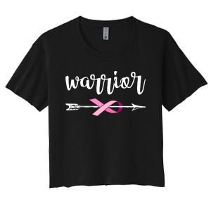 Warrior Ribbon Breast Cancer Awareness Women's Crop Top Tee