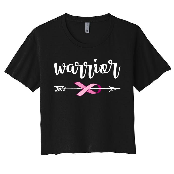 Warrior Ribbon Breast Cancer Awareness Women's Crop Top Tee