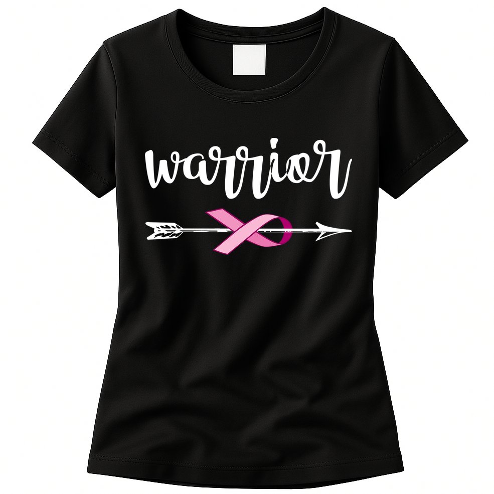 Warrior Ribbon Breast Cancer Awareness Womens T-Shirt