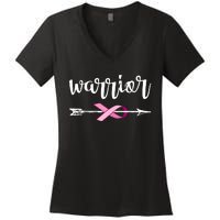 Warrior Ribbon Breast Cancer Awareness Women's V-Neck T-Shirt