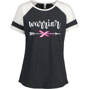 Warrior Ribbon Breast Cancer Awareness Enza Ladies Jersey Colorblock Tee