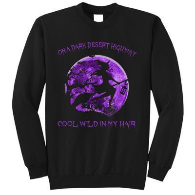 Witch Riding Brooms On A Dark Desert Highways Halloween Tall Sweatshirt