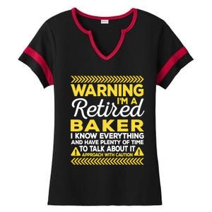 Warning Retired Baker Funny Baking Humor Pastry Chef Cute Gift Ladies Halftime Notch Neck Tee