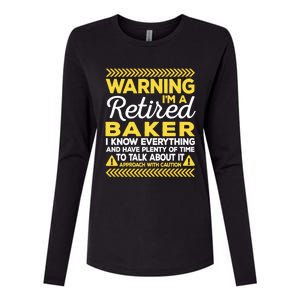 Warning Retired Baker Funny Baking Humor Pastry Chef Cute Gift Womens Cotton Relaxed Long Sleeve T-Shirt