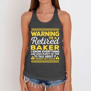 Warning Retired Baker Funny Baking Humor Pastry Chef Cute Gift Women's Knotted Racerback Tank