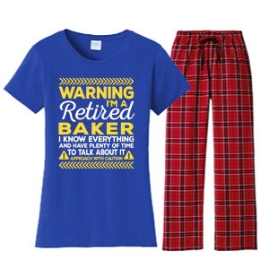 Warning Retired Baker Funny Baking Humor Pastry Chef Cute Gift Women's Flannel Pajama Set