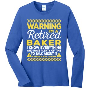 Warning Retired Baker Funny Baking Humor Pastry Chef Cute Gift Ladies Long Sleeve Shirt