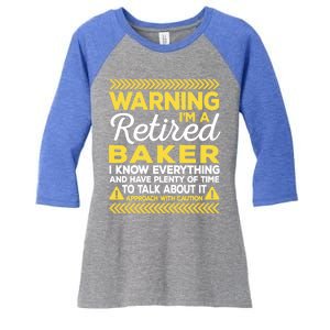 Warning Retired Baker Funny Baking Humor Pastry Chef Cute Gift Women's Tri-Blend 3/4-Sleeve Raglan Shirt