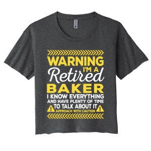 Warning Retired Baker Funny Baking Humor Pastry Chef Cute Gift Women's Crop Top Tee