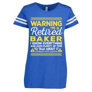 Warning Retired Baker Funny Baking Humor Pastry Chef Cute Gift Enza Ladies Jersey Football T-Shirt