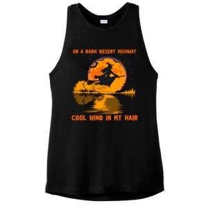 Witch Riding Brooms On A Dark Desert Highways Halloween Ladies PosiCharge Tri-Blend Wicking Tank