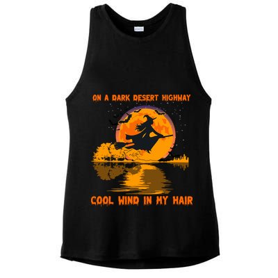 Witch Riding Brooms On A Dark Desert Highways Halloween Ladies PosiCharge Tri-Blend Wicking Tank