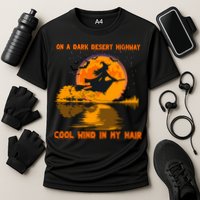 Witch Riding Brooms On A Dark Desert Highways Halloween Cooling Performance Crew T-Shirt