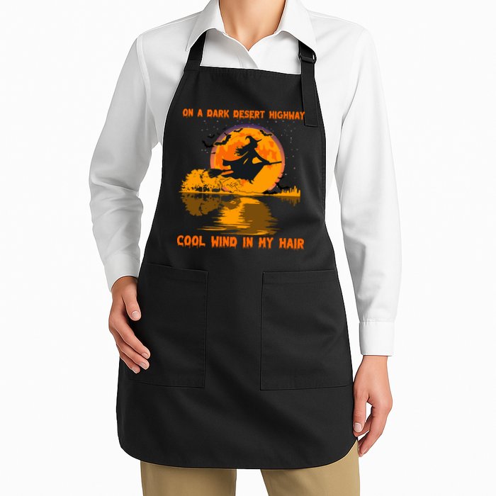 Witch Riding Brooms On A Dark Desert Highways Halloween Apron