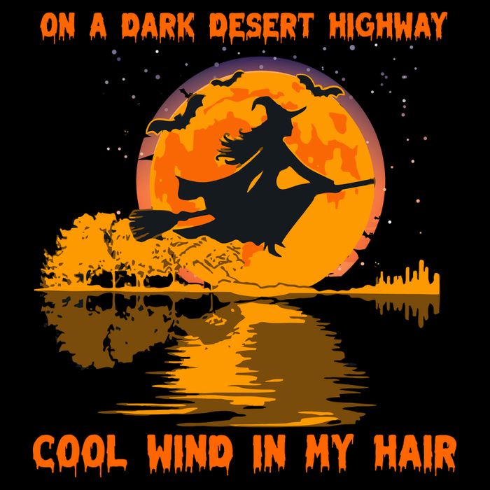 Witch Riding Brooms On A Dark Desert Highways Halloween 7-Panel Snapback Hat