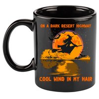 Witch Riding Brooms On A Dark Desert Highways Halloween 11oz C Handle Ceramic Mug