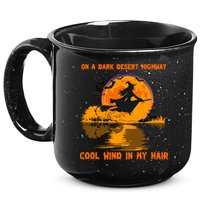 Witch Riding Brooms On A Dark Desert Highways Halloween 15oz Campfire Ceramic Mug