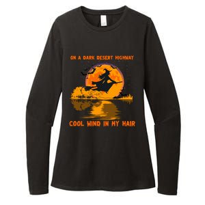 Witch Riding Brooms On A Dark Desert Highways Halloween Womens CVC Long Sleeve Shirt