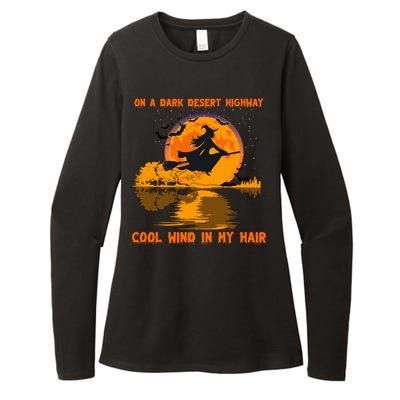 Witch Riding Brooms On A Dark Desert Highways Halloween Womens CVC Long Sleeve Shirt