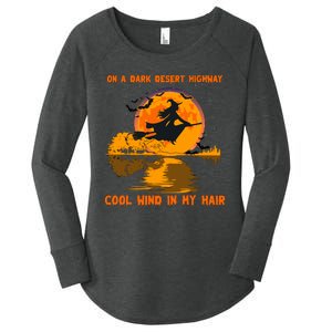 Witch Riding Brooms On A Dark Desert Highways Halloween Women's Perfect Tri Tunic Long Sleeve Shirt