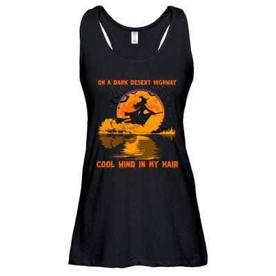 Witch Riding Brooms On A Dark Desert Highways Halloween Ladies Essential Flowy Tank