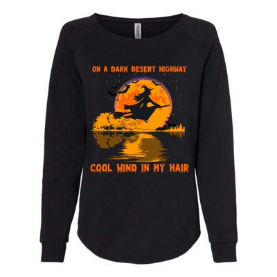 Witch Riding Brooms On A Dark Desert Highways Halloween Womens California Wash Sweatshirt