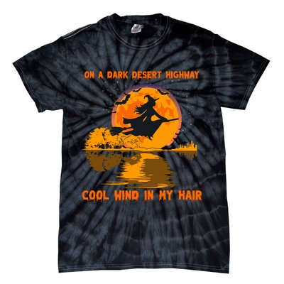 Witch Riding Brooms On A Dark Desert Highways Halloween Tie-Dye T-Shirt