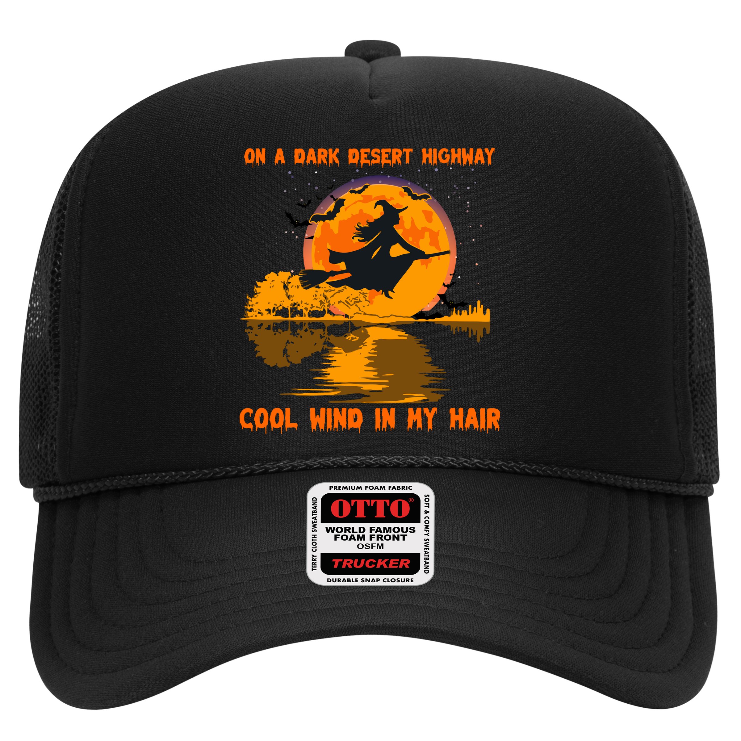 Witch Riding Brooms On A Dark Desert Highways Halloween Hat