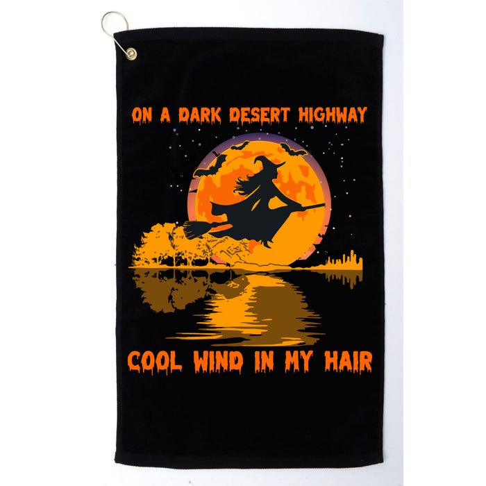 Witch Riding Brooms On A Dark Desert Highways Halloween Golf Towel
