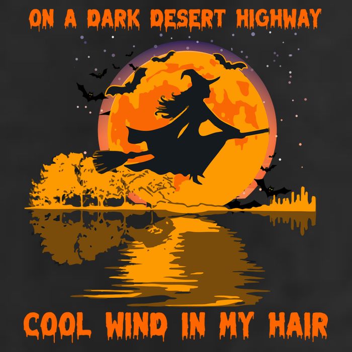 Witch Riding Brooms On A Dark Desert Highways Halloween Golf Towel