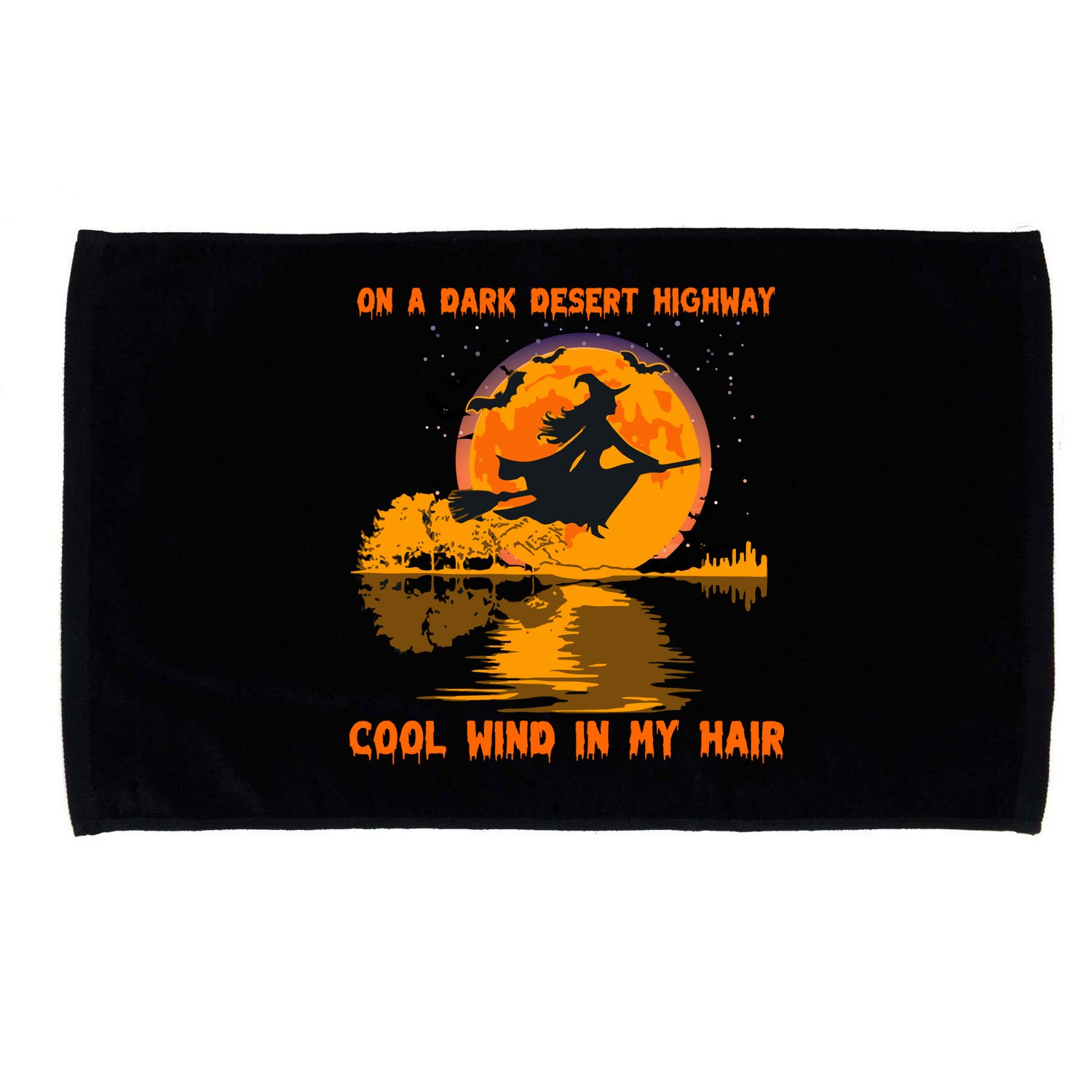 Witch Riding Brooms On A Dark Desert Highways Halloween Microfiber Hand Towel