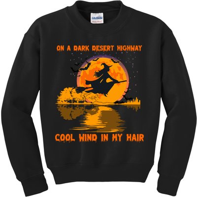 Witch Riding Brooms On A Dark Desert Highways Halloween Kids Sweatshirt