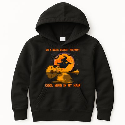 Witch Riding Brooms On A Dark Desert Highways Halloween Kids Hoodie
