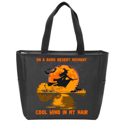 Witch Riding Brooms On A Dark Desert Highways Halloween Zip Tote Bag