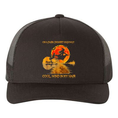 Witch Riding Brooms On A Dark Desert Highways Cat Halloween Yupoong Adult 5-Panel Trucker Hat