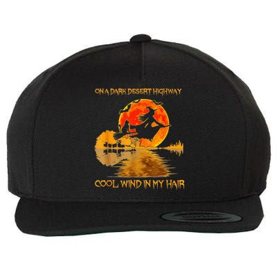 Witch Riding Brooms On A Dark Desert Highways Cat Halloween Wool Snapback Cap